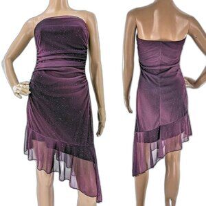 Vintage y2k Wrapper Midi Dress Strapless Glitter Fairycore Purple Siren Medium